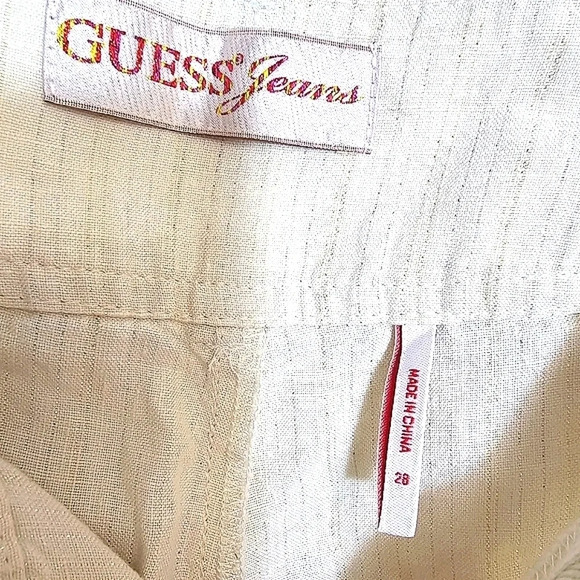 Guess Womens Linen Pants, Ivory/Gold, Wide‎ Leg Career Office 28 - Picture 9 of 10